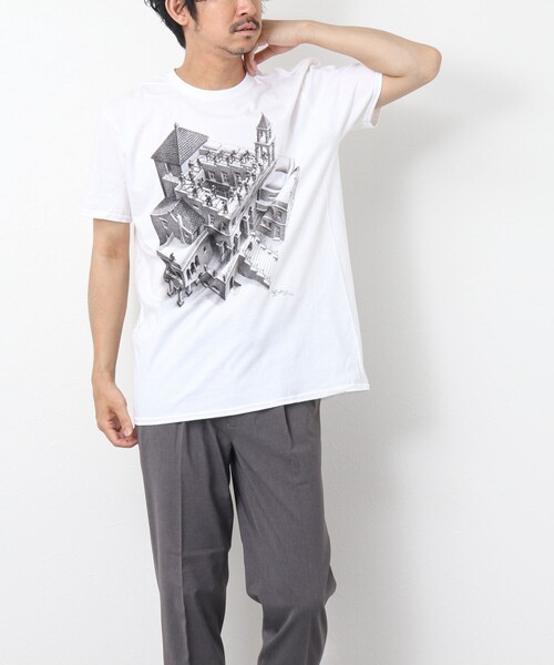 M.C. ESCHER(エムシーエッシャー)の「【M.C ESCHER / エムシーエッシャー】アートプリント半袖Tシャツ(Tシャツ/カットソー・メンズ・チャコールグレー/ライトグレー/ブラック/ホワイト/ホワイト系その他・M/L)」の16枚目の写真
