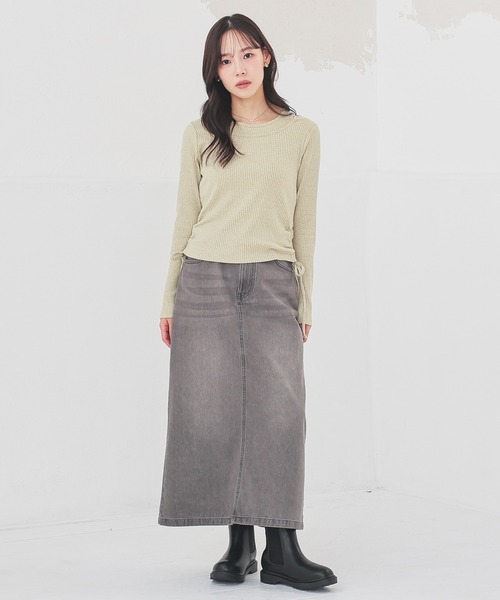 Honeys（ハニーズ）の「デニムナロースカート（デニムスカート・レディース・グレー/ライトブルー/ライトインディゴブルー/ブルー・S/SS/L/M）」の16枚目の写真