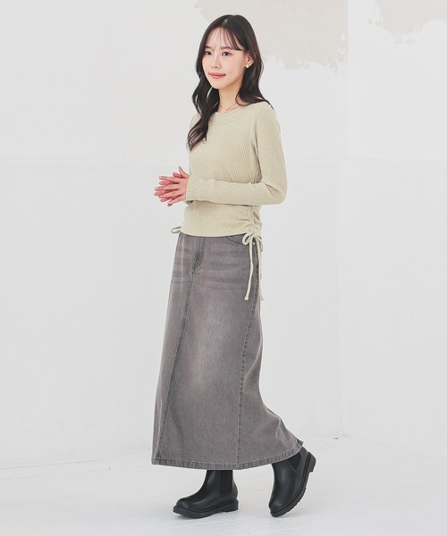 Honeys（ハニーズ）の「デニムナロースカート（デニムスカート・レディース・グレー/ライトブルー/ライトインディゴブルー/ブルー・S/SS/L/M）」の15枚目の写真