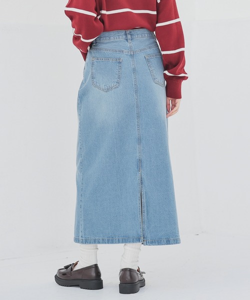 Honeys（ハニーズ）の「デニムナロースカート（デニムスカート・レディース・グレー/ライトブルー/ライトインディゴブルー/ブルー・S/SS/L/M）」の9枚目の写真