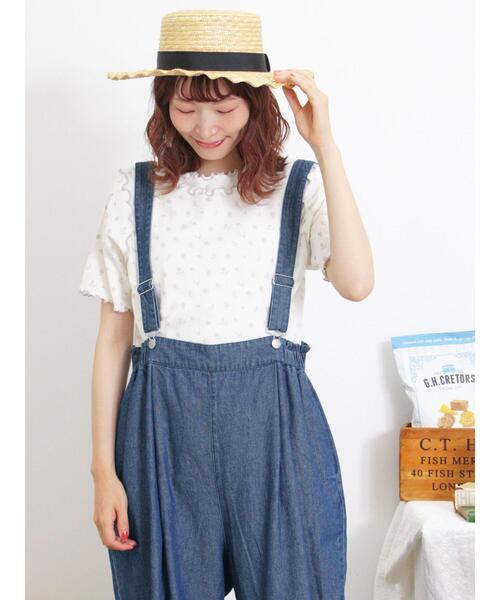 Samansa Mos2(サマンサ モスモス)の「リップル単色花柄メローカットソー(Tシャツ/カットソー・レディース・キナリ/オフホワイト/チャコールグレー・F)」の6枚目の写真