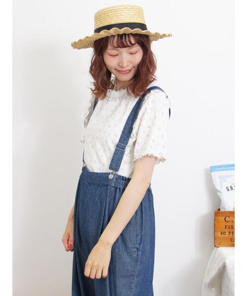 Samansa Mos2(サマンサ モスモス)の「リップル単色花柄メローカットソー(Tシャツ/カットソー・レディース・キナリ/オフホワイト/チャコールグレー・F)」の7枚目の写真