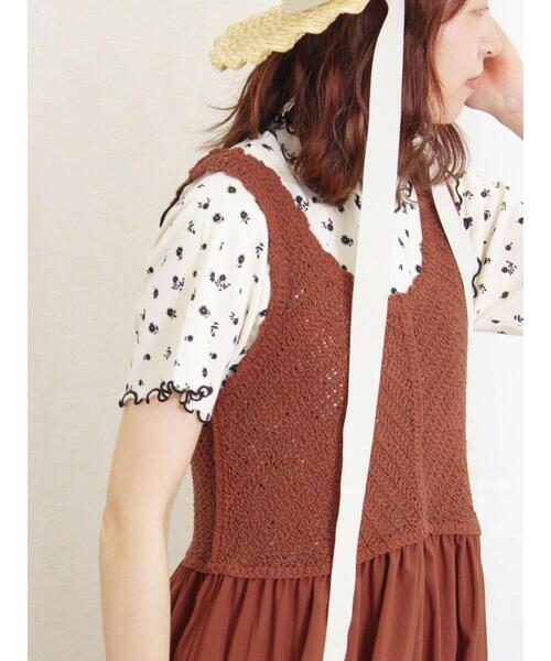 Samansa Mos2(サマンサ モスモス)の「リップル単色花柄メローカットソー(Tシャツ/カットソー・レディース・キナリ/オフホワイト/チャコールグレー・F)」の13枚目の写真