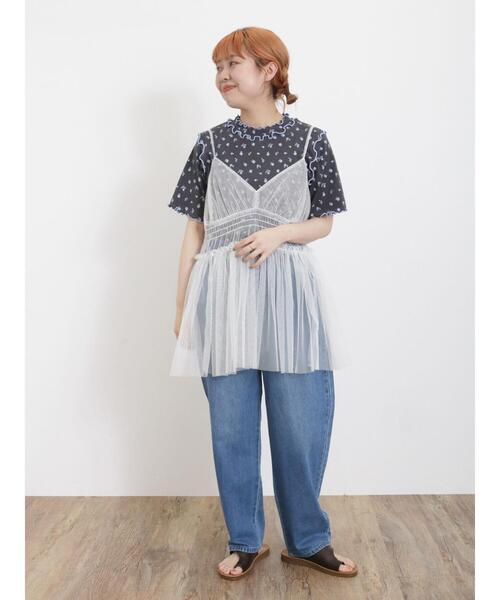 Samansa Mos2(サマンサ モスモス)の「リップル単色花柄メローカットソー(Tシャツ/カットソー・レディース・キナリ/オフホワイト/チャコールグレー・F)」の18枚目の写真