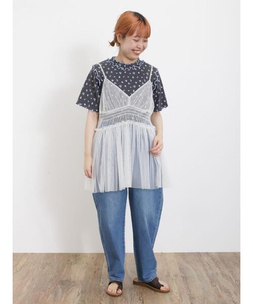 Samansa Mos2(サマンサ モスモス)の「リップル単色花柄メローカットソー(Tシャツ/カットソー・レディース・キナリ/オフホワイト/チャコールグレー・F)」の19枚目の写真