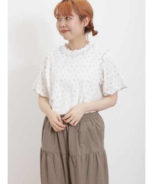 Samansa Mos2(サマンサ モスモス)の「リップル単色花柄メローカットソー(Tシャツ/カットソー・レディース・キナリ/オフホワイト/チャコールグレー・F)」の21枚目の写真