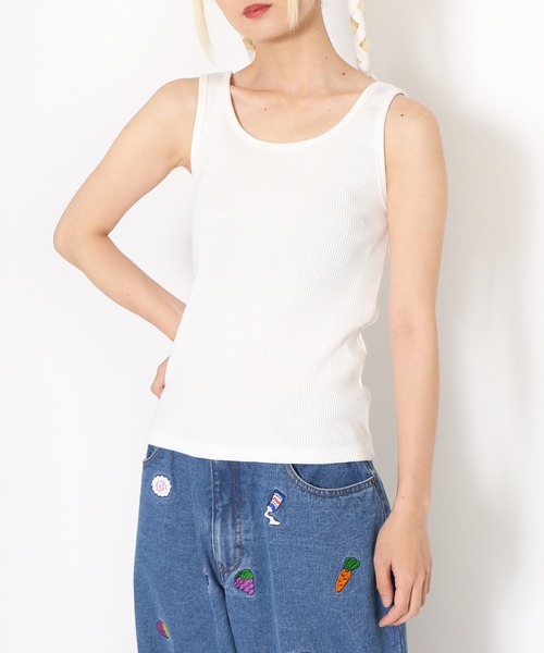 PUNYUS（プニュズ）の「2WAYリブタンクトップ（タンクトップ・レディース・ホワイト/ブラック・1/2/3/4）」の6枚目の写真