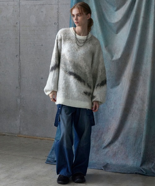 【SERACE】ルーズシルエットアブストラクトシャギーニット Mサイズ SERACE】ルーズシルエットアブストラクトシャギーニット Mサイズ