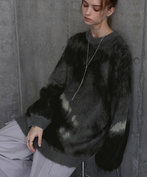 SERACE ルーズシルエットアブストラクトシャギーニット　S SERACE】Loose silhouette abstract shaggy knit / ルーズ