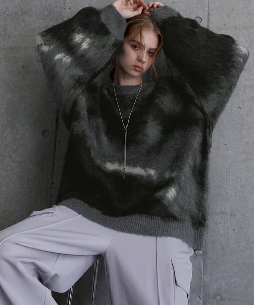 SERACEルーズシルエットアブストラクトシャギーニット SERACE】Loose silhouette abstract shaggy knit / ルーズシルエット