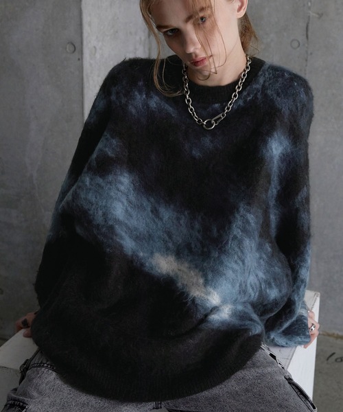 セーター ニット 「SERACE」Loose shaggy gradation drivers knit 