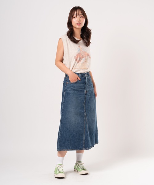 【Levi's】ハイウエスト Aライン デニム ミディアムスカート セール】Levi's/リーバイス ハイライズ Aラインスカート
