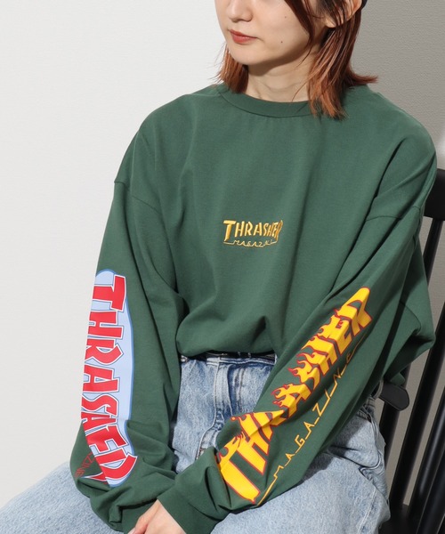 THRASHER(スラッシャー)の「【THRASHER/スラッシャー】スリーブロゴプリント ビッグシルエット ロングスリーブTシャツ(Tシャツ/カットソー・メンズ・ブラック/ホワイト/アッシュグレー/グリーン・LL/L/M)」の4枚目の写真