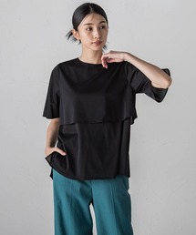 la.f…（ラエフ）の「ライクアウーヴンケープ風カットソー≪洗濯機で洗える/接触冷感≫（Tシャツ/カットソー）」