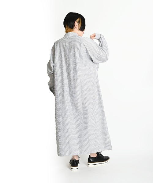 ストライプ柄 長袖 ロングシャツワンピース（シャツワンピース）｜ABBEY MARKET（アビーマーケット）