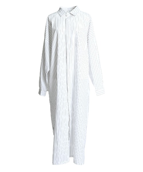 ストライプ柄 長袖 ロングシャツワンピース（シャツワンピース）｜ABBEY MARKET（アビーマーケット）