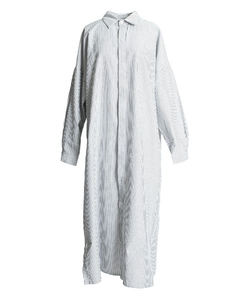 ストライプ柄 長袖 ロングシャツワンピース（シャツワンピース）｜ABBEY MARKET（アビーマーケット）