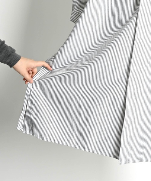 ストライプ柄 長袖 ロングシャツワンピース（シャツワンピース）｜ABBEY MARKET（アビーマーケット）