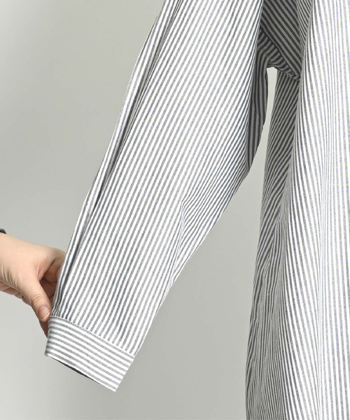 ストライプ柄 長袖 ロングシャツワンピース（シャツワンピース）｜ABBEY MARKET（アビーマーケット）