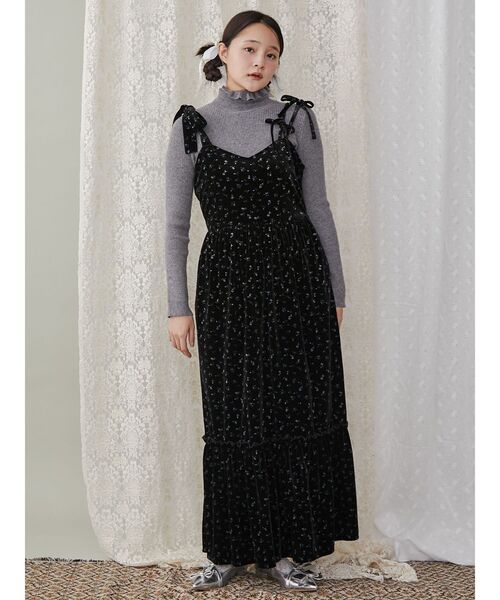 merry jenny（メリージェニー）の「アシメribbonベロアワンピース（ワンピース・レディース・その他1/ブラック/ブラウン・FREE）」の5枚目の写真