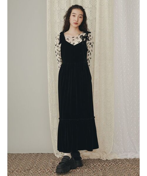 merry jenny（メリージェニー）の「アシメribbonベロアワンピース（ワンピース・レディース・その他1/ブラック/ブラウン・FREE）」の15枚目の写真