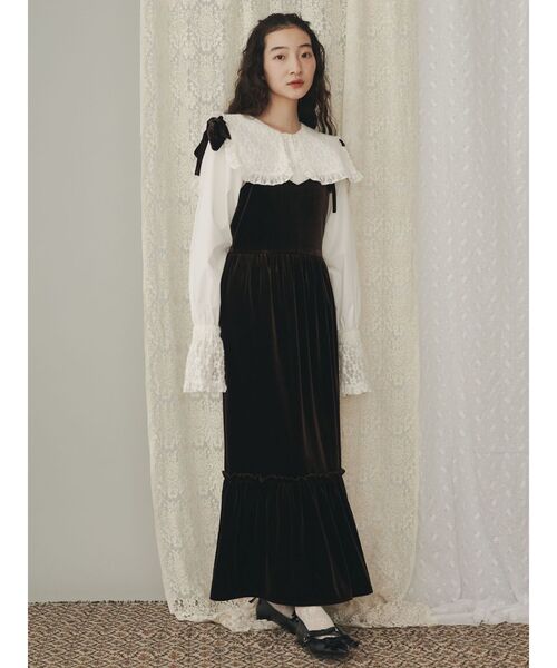 merry jenny（メリージェニー）の「アシメribbonベロアワンピース（ワンピース・レディース・その他1/ブラック/ブラウン・FREE）」の8枚目の写真