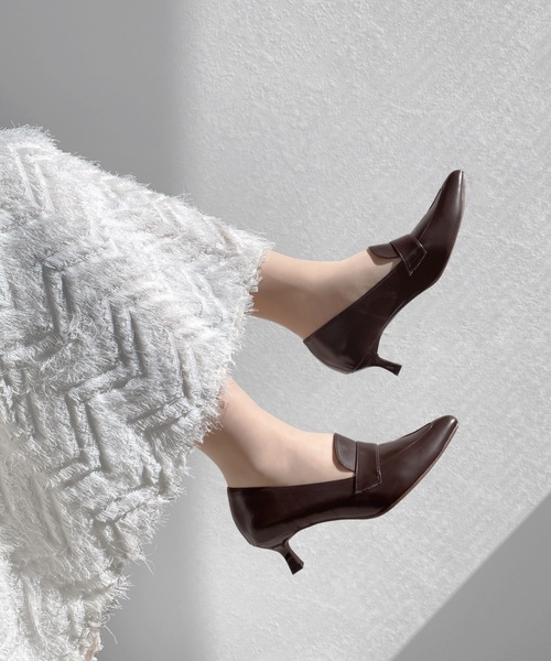【セール】ポインテッドトゥ ローファーパンプス (5.0cmヒール)（パンプス）｜MAMIAN（マミアン）