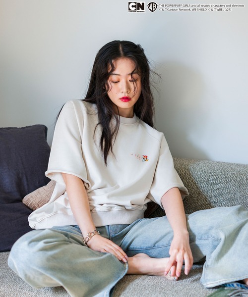 JUNRED(ジュンレッド)の「【 THE POWERPUFF GIRLS / パワーパフ ガールズ コラボ】スウェットTシャツ(Tシャツ/カットソー・メンズ・チャコールグレー/ホワイト/ブルー・L/M)」の6枚目の写真