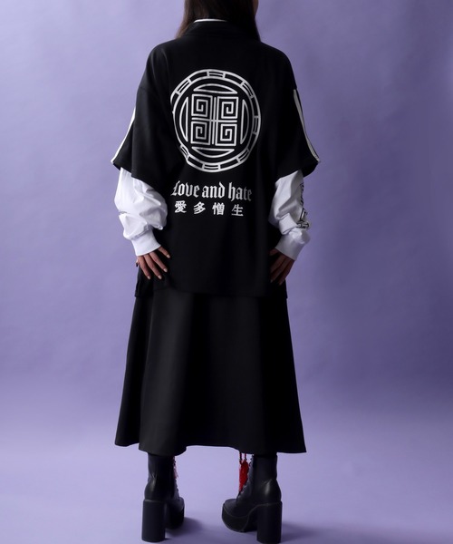 SITRY(シトリー)の「Fake Layered Chinese Shirt/フェイクレイヤード チャイナシャツ ロンT 長袖Tシャツ(Tシャツ/カットソー・レディース・ホワイト/ブラック系その他/ブラック・M/L)」の19枚目の写真