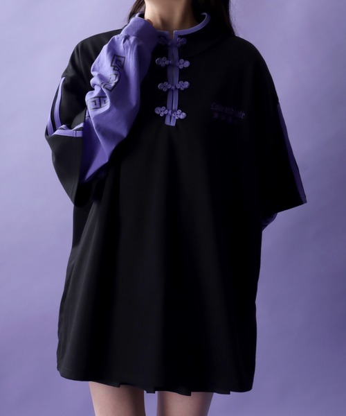 SITRY(シトリー)の「Fake Layered Chinese Shirt/フェイクレイヤード チャイナシャツ ロンT 長袖Tシャツ(Tシャツ/カットソー・レディース・ホワイト/ブラック系その他/ブラック・M/L)」の17枚目の写真