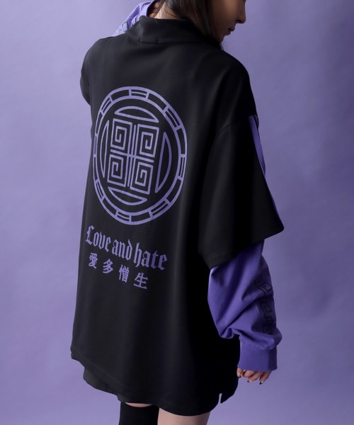 SITRY(シトリー)の「Fake Layered Chinese Shirt/フェイクレイヤード チャイナシャツ ロンT 長袖Tシャツ(Tシャツ/カットソー・レディース・ホワイト/ブラック系その他/ブラック・M/L)」の13枚目の写真