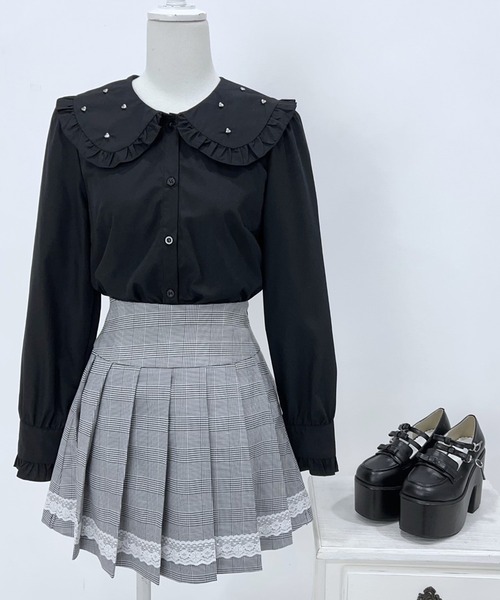 DearMyLoveRose（ディアマイラブローズ）の「レーステーププリーツスカート（スカート・レディース・グレー・SMALL/MEDIUM/LARGE/X-LARGE/XX-LARGE）」の5枚目の写真