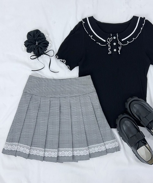 DearMyLoveRose（ディアマイラブローズ）の「レーステーププリーツスカート（スカート・レディース・グレー・SMALL/MEDIUM/LARGE/X-LARGE/XX-LARGE）」の8枚目の写真
