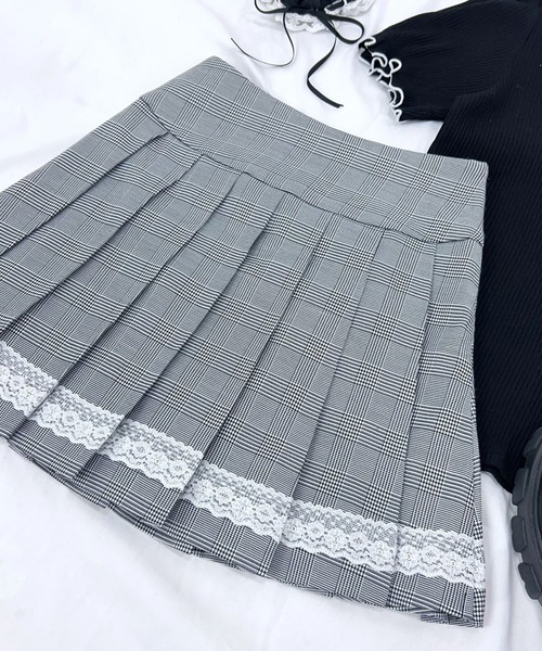 DearMyLoveRose（ディアマイラブローズ）の「レーステーププリーツスカート（スカート・レディース・グレー・SMALL/MEDIUM/LARGE/X-LARGE/XX-LARGE）」の9枚目の写真