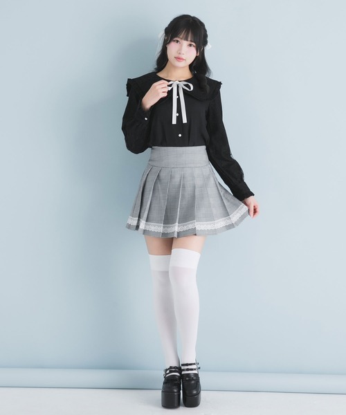 DearMyLoveRose（ディアマイラブローズ）の「レーステーププリーツスカート（スカート・レディース・グレー・SMALL/MEDIUM/LARGE/X-LARGE/XX-LARGE）」の19枚目の写真