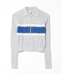 2WAYケーブルジップアップカーディガン