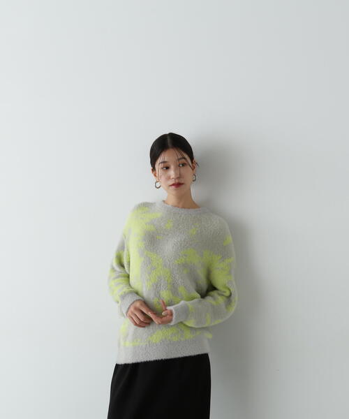 N.（N. Natural Beauty Basic）（エヌエヌナチュラルビューティーベーシック）の「キカ柄ジャガードニット（ニット/セーター・レディース・ライトグレー/ブラウン/チャコールグレー・MEDIUM）」の5枚目の写真