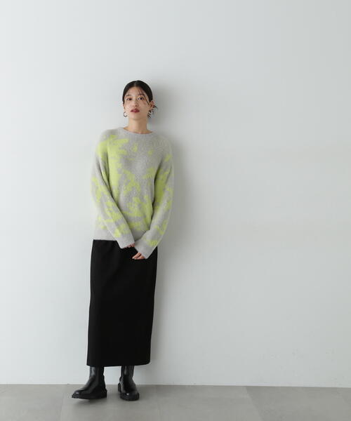 N.（N. Natural Beauty Basic）（エヌエヌナチュラルビューティーベーシック）の「キカ柄ジャガードニット（ニット/セーター・レディース・ライトグレー/ブラウン/チャコールグレー・MEDIUM）」の6枚目の写真