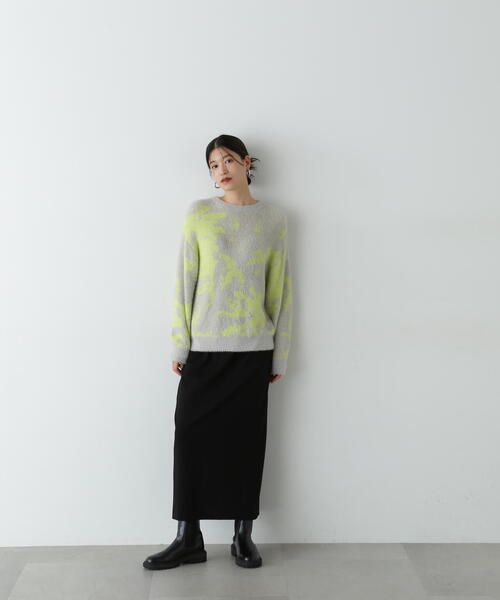 N.（N. Natural Beauty Basic）（エヌエヌナチュラルビューティーベーシック）の「キカ柄ジャガードニット（ニット/セーター・レディース・ライトグレー/ブラウン/チャコールグレー・MEDIUM）」の7枚目の写真