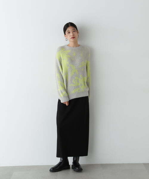 N.（N. Natural Beauty Basic）（エヌエヌナチュラルビューティーベーシック）の「キカ柄ジャガードニット（ニット/セーター・レディース・ライトグレー/ブラウン/チャコールグレー・MEDIUM）」の8枚目の写真