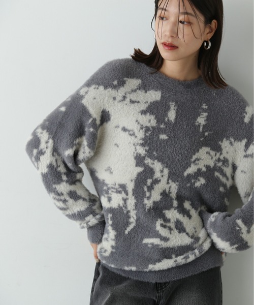 N.（N. Natural Beauty Basic）（エヌエヌナチュラルビューティーベーシック）の「キカ柄ジャガードニット（ニット/セーター・レディース・ライトグレー/ブラウン/チャコールグレー・MEDIUM）」の15枚目の写真