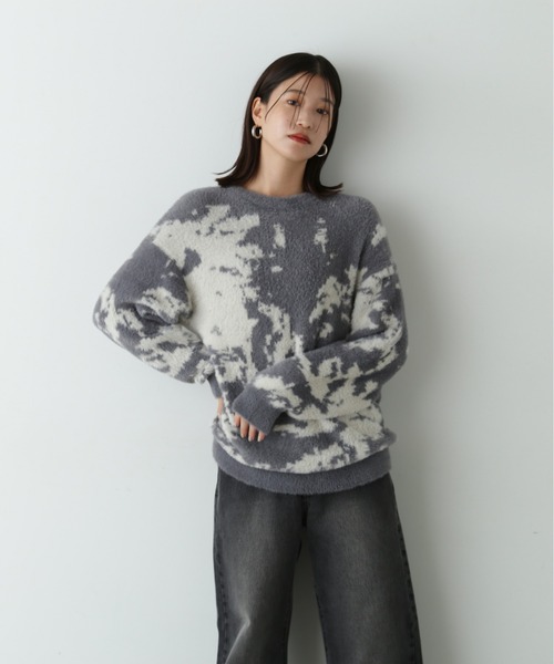 N.（N. Natural Beauty Basic）（エヌエヌナチュラルビューティーベーシック）の「キカ柄ジャガードニット（ニット/セーター・レディース・ライトグレー/ブラウン/チャコールグレー・MEDIUM）」の17枚目の写真