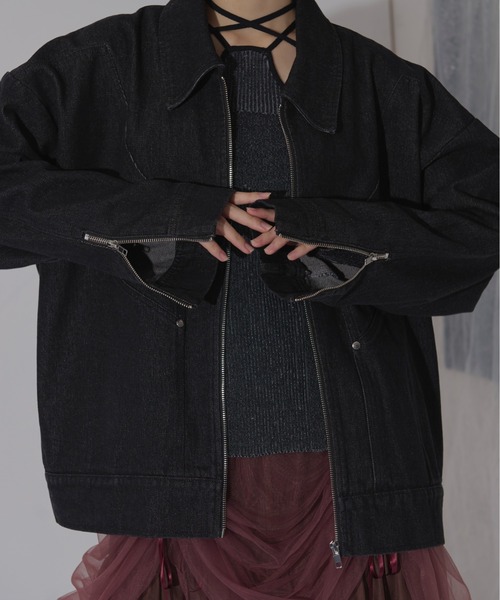 ジャケット・アウター yoyo LI/C WASHER TWILL TIE DYE STAND 2WAY 8BS BIG JACKET(M Beige
