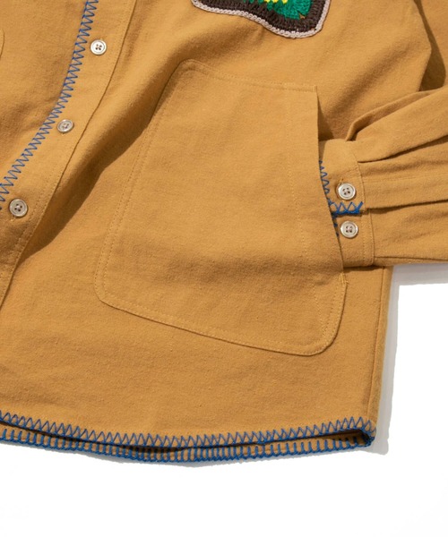 go slow caravan（ゴースローキャラバン）の「ネル起毛カギ針編みポケットシャツ（シャツ/ブラウス・メンズ・ネイビー/ベージュ/キャメル・MEDIUM/LARGE/X-LARGE）」の8枚目の写真