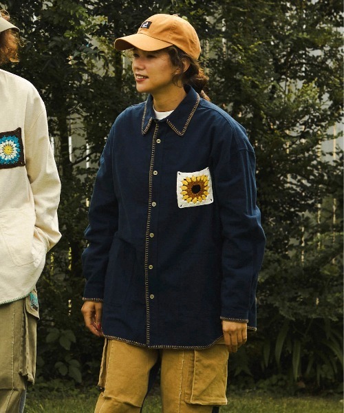 go slow caravan（ゴースローキャラバン）の「ネル起毛カギ針編みポケットシャツ（シャツ/ブラウス・メンズ・ネイビー/ベージュ/キャメル・MEDIUM/LARGE/X-LARGE）」の15枚目の写真