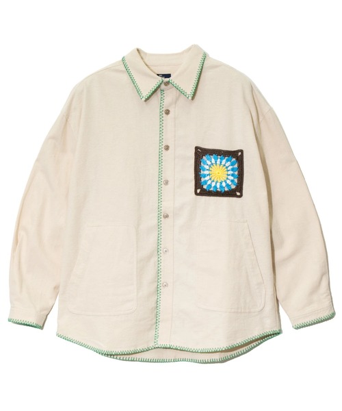 go slow caravan（ゴースローキャラバン）の「ネル起毛カギ針編みポケットシャツ（シャツ/ブラウス・メンズ・ネイビー/ベージュ/キャメル・MEDIUM/LARGE/X-LARGE）」の17枚目の写真