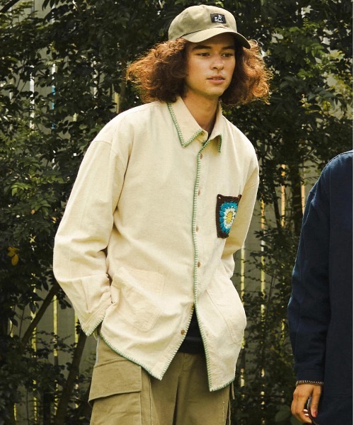 go slow caravan（ゴースローキャラバン）の「ネル起毛カギ針編みポケットシャツ（シャツ/ブラウス・メンズ・ネイビー/ベージュ/キャメル・MEDIUM/LARGE/X-LARGE）」の20枚目の写真