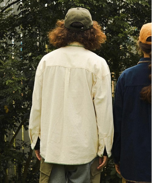 go slow caravan（ゴースローキャラバン）の「ネル起毛カギ針編みポケットシャツ（シャツ/ブラウス・メンズ・ネイビー/ベージュ/キャメル・MEDIUM/LARGE/X-LARGE）」の21枚目の写真