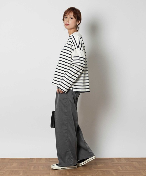 Right-on(ライトオン)の「バスクボーダーロンT(Tシャツ/カットソー・レディース・ネイビー/フューシャピンク/ブラック・M/L/XL)」の20枚目の写真