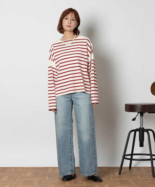 Right-on(ライトオン)の「バスクボーダーロンT(Tシャツ/カットソー・レディース・ネイビー/フューシャピンク/ブラック・M/L/XL)」の17枚目の写真